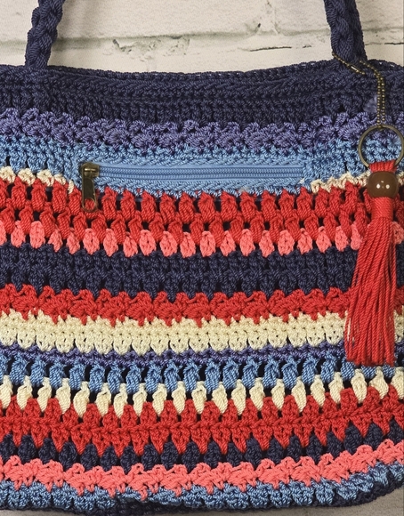 Blue and Red Striped Shoulder Bag - Picture 2 of 7